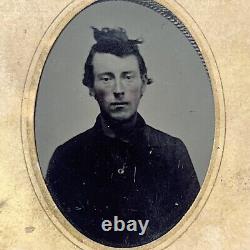 Antique Tintype Photograph Man Soldier Died In Civil War Death Inscription