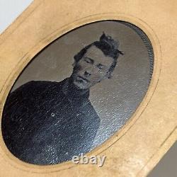 Antique Tintype Photograph Man Soldier Died In Civil War Death Inscription