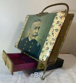 Antique Victorian Photo Album With Civil War Soldier & Brass Stand