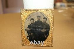 Antique Vintage 1860's Civil War Tintype Photograph 3 Young Brothers Soldiers