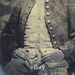 Antique tintype photo Civil War soldier in uniform Confederate unidentified