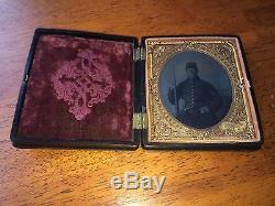Armed Civil War Soldier Plate Ambrotype & Case