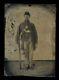 Armed civil war soldier 1/4 size 1860s tintype