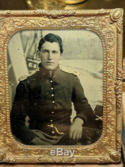 Authentic 1/6 Plate Civil War Tintype Union Cavalry Soldier (Named)