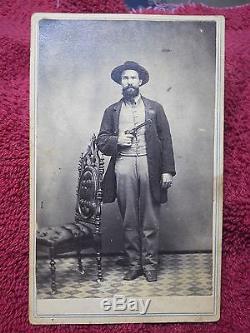 Authentic CDV Photo CIVIL WAR SOLDIER #2, WIth Pistol, TAX STAMPS, Illinois