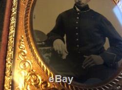 Authentic Civil War Soldier Tin Type Photo Embossed Case 1/6 Plate Antietam Area