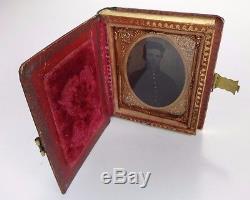 Authentic Civil War Young Soldier Ambrotype Photograph with Union, Locking Case