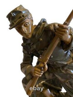 BRADLEY & HUBBARD Bronze Metal Civil War Army Soldier Statue 15 Antique 1890s