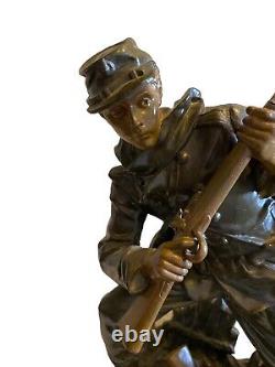 BRADLEY & HUBBARD Bronze Metal Civil War Army Soldier Statue 15 Antique 1890s