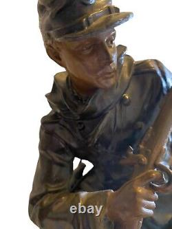 BRADLEY & HUBBARD Bronze Metal Civil War Army Soldier Statue 15 Antique 1890s