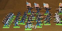 Britains Deetail Civil War Toy Soldiers Lot Of 53 Including Officers & Flags