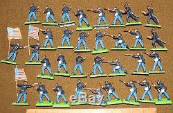 Britains Deetail Civil War Toy Soldiers Lot Of 53 Including Officers & Flags