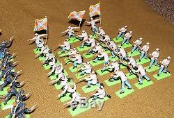 Britains Deetail Civil War Toy Soldiers Lot Of 66 Including Officers & Flags