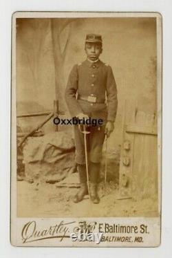 Buffalo Soldier 1880 Black Officer Armed Swords Civil War Cabinet Card Photo