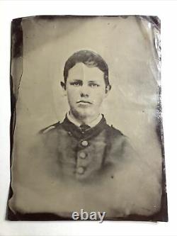 C1860s Civil War Union Army soldier, Indiana 65th Inf. Tintype Photo Full plate