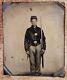 C1963 Civil War Tintype Photo Union Soldier at Attention w Rifle & Bayonet
