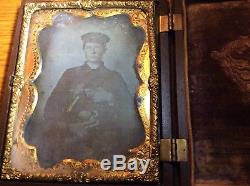 CASED CIVIL WAR TINTYPE PHOTO OF E. A Hannaford UNION SOLDIER In PHOTOGRAPH CASE