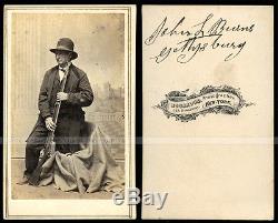 CDV Civil War Patriot & Gettysburg Hero John Burns Rare Pose & Signed / Soldier