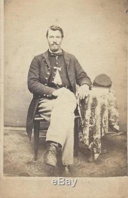 CDV Of CIVIL War Soldier In Full Uniform Posing In A Chair -original Print