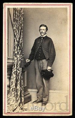 CDV Photo Civil War Soldier Wearing ABE LINCOLN Campaign Pin // Iron Brigade