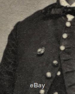 CDV Photo Civil War Soldier Wearing ABE LINCOLN Campaign Pin // Iron Brigade