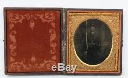 CIRCA 1860's CIVIL WAR 6th PLATE TINTYPE ARMED UNION SOLDIER