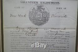 CIVIL WAR 124th NEW YORK SOLDIER ENLISTMENT & HOSPITAL DOCUMENT GETTYSBURG WOUND