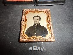 CIVIL WAR 9th Plate Tintype Union Soldier THERMOPLASTIC CASE SHELL JACKET TINT