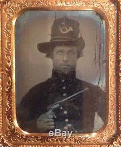 CIVIL War Ambrotype Union Soldier Gun Hardee Hat
