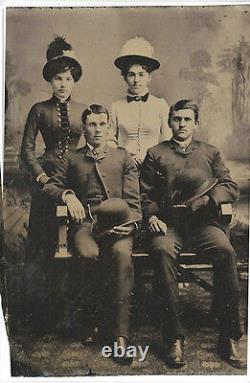 CIVIL WAR ERA TINTYPE SOLDIER MILITARY INFANTRY SOLDIER BROTHERS AND WIVES a