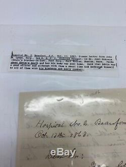CIVIL WAR LETTER Surgeon in Beaufort S. C 3rd U. S. C. T Soldier Passing Away Letter