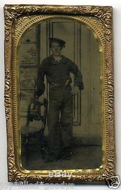 CIVIL WAR OR 1870s SAILOR SOLDIER TINTYPE
