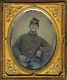 CIVIL WAR SOLDIER AMBROTYPE KEPI BUCKLE IN FRONT HALVERSON CASE