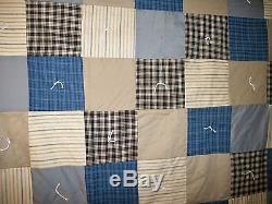 CIVIL WAR STYLE REPRORODUCTION HEAVY HOMEMADE HAND TIED SOLDIERS QUILT 76 X 42
