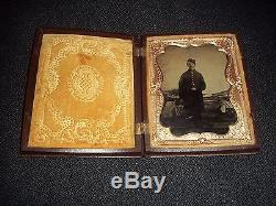 CIVIL WAR TINTYPE PHOTOGRAPH SOLDIER 1/4 QUARTER PLATE WITH CASE