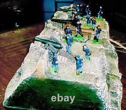 CIVIL WAR UNION 3 GUN EARTHEN FORT SECTION WithCANNONS & CREWS 54MM BY BARZSO