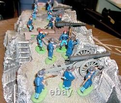 CIVIL WAR UNION 3 GUN EARTHEN FORT SECTION WithCANNONS & CREWS 54MM BY BARZSO