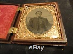 CIVIL WAR UNION INFANTRY SOLDIER 6TH PLATE TINTYPE 110th REGIMENT NY W. BARLOW