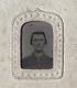 CIVIL WAR UNION SOLDIER in EMBOSSED SLEEVE by DH COLE WASH DC 1864 TINTYPE PHOTO