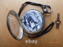 CIVIL WAR soldier CANNON Antique ELGIN National COIN Pocket Watch 18s Runs