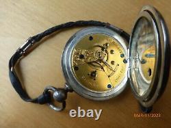 CIVIL WAR soldier CANNON Antique ELGIN National COIN Pocket Watch 18s Runs