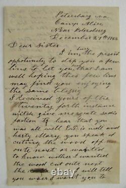 CIVIL War Confederate Soldier Letter Petersburg Virginia 1862