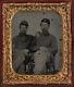 CIVIL War Era 6th Plate Tinted Tintype. Union Soldiers, Affectionate Pose. Rare