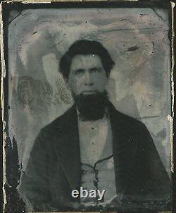 CIVIL War Era Ambrotype Photograph Strong Soldier Style Bearded Man