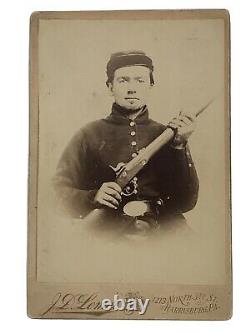CIVIL War Era Cabinet Card Union Soldier With Rifle J. D. Lemer