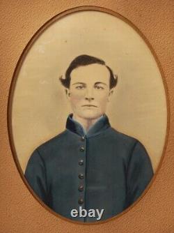 CIVIL War Era Salt Print Of Young Soldier In Period Frame, Hand Tinted