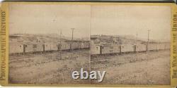 CIVIL War Era Stereoview Of Fort Sherman, Soldiers, Trains, By Brady & Co