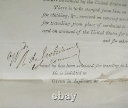 CIVIL War General Regis Detrobriand Signed 55th New York Soldier Discharge