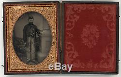 CIVIL War Soldier 1/4 Plate Ruby Ambrotype Nh Volunteers Photograph Uniform