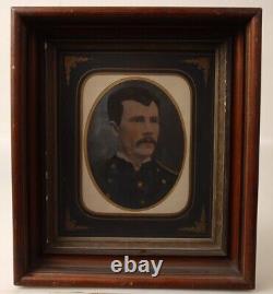 CIVIL War Soldier, Full Plate Tinted Tintype, In Period Frame